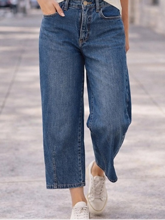Anthropologie Denim - Anthropologie Pilcro Cropped Wide-Leg Jeans in Medium Blue Denim Size 29
